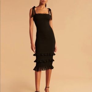 Tie-strap smocked midi dress